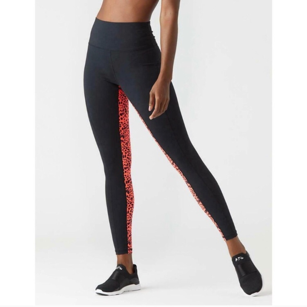 Glyder Black Orange Pink Leopard Print Leggings S